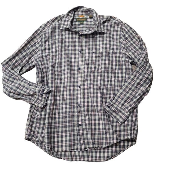 Timberland Men's Plaid Flannel Button Up Green XL - Picture 1 of 6